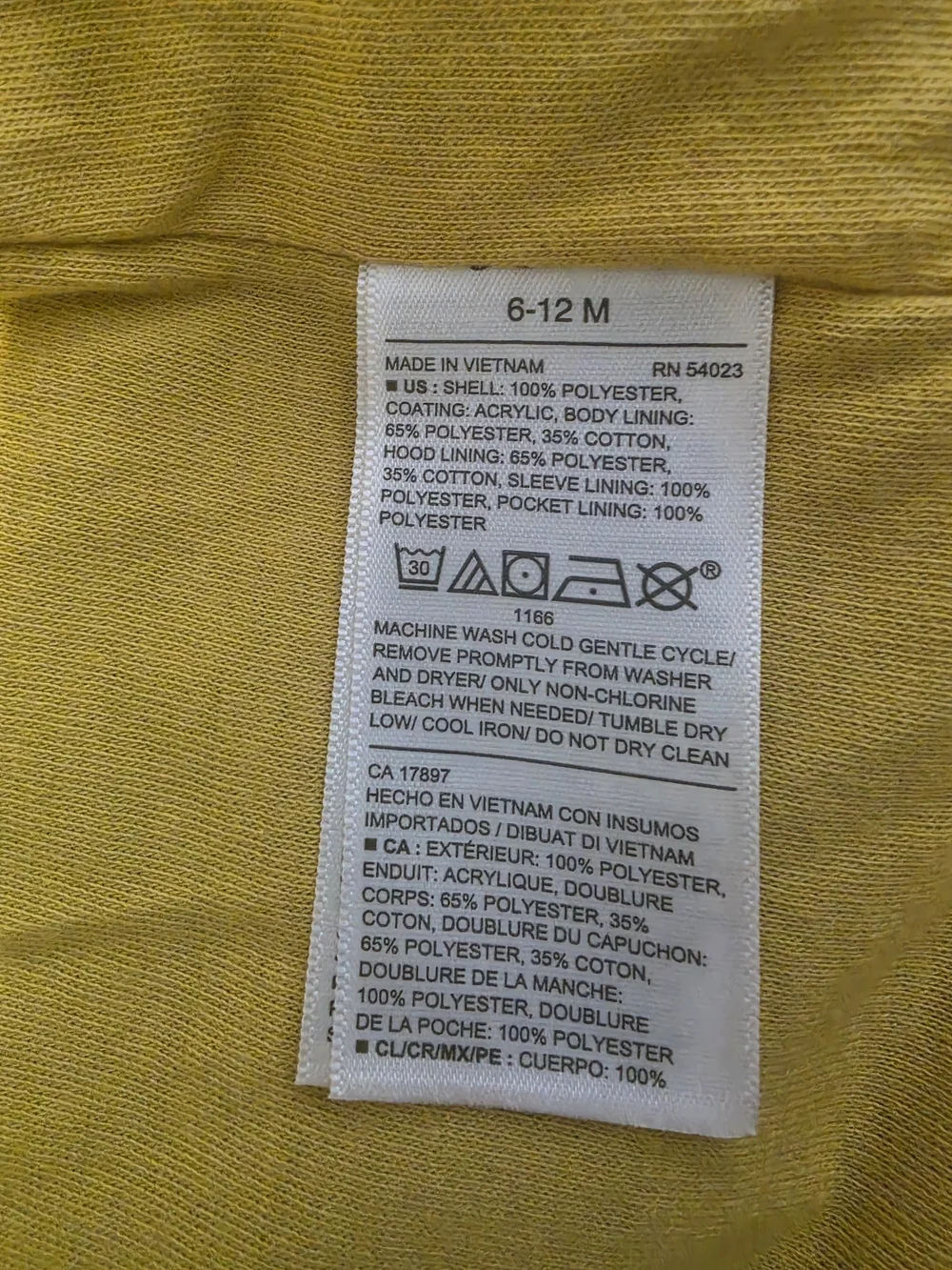 Old Navy Infant Yellow Hooded Jacket